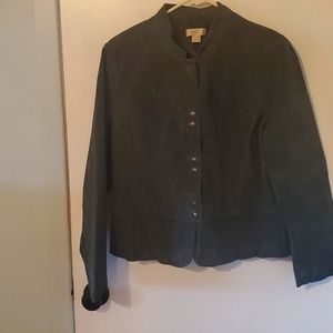Womens genuine suede jacket in deep hunter green